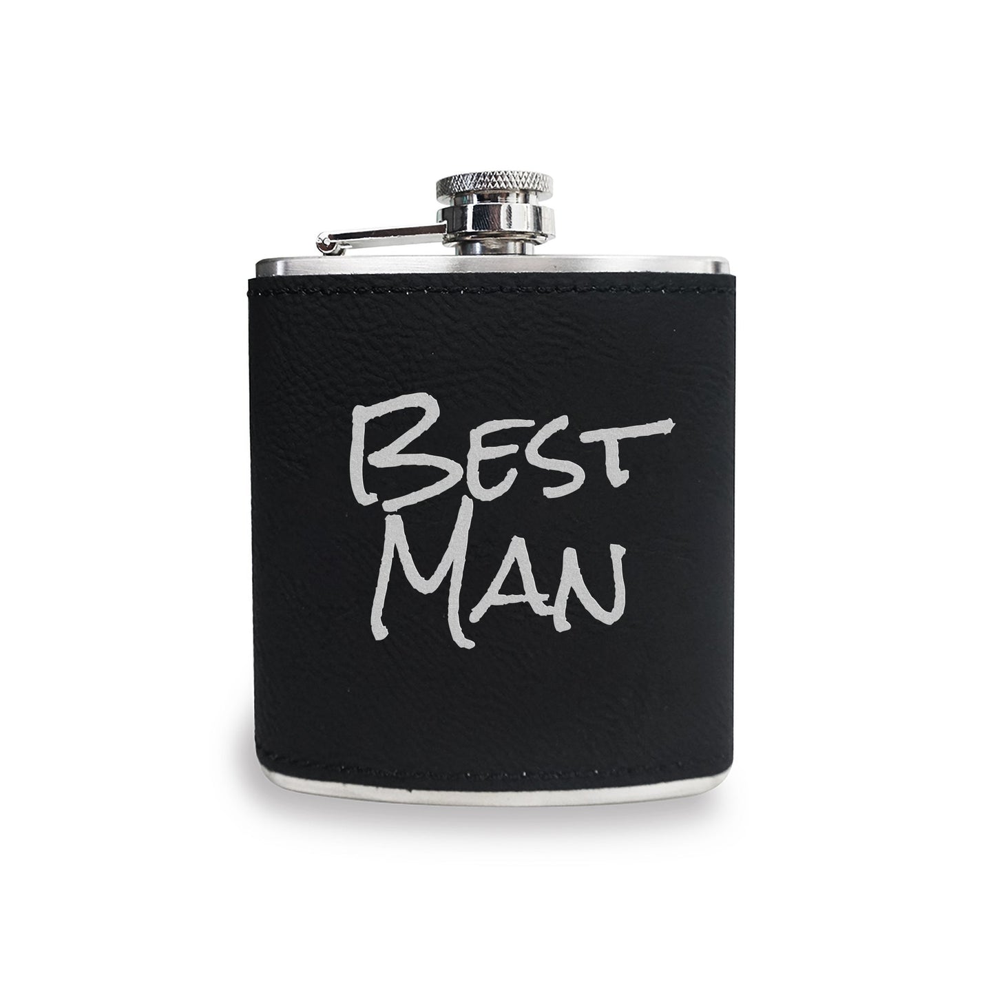 Integrity Bottles, Best Man, Premium Leather Saddle Flask, Laser Engraved Gifts, 6oz