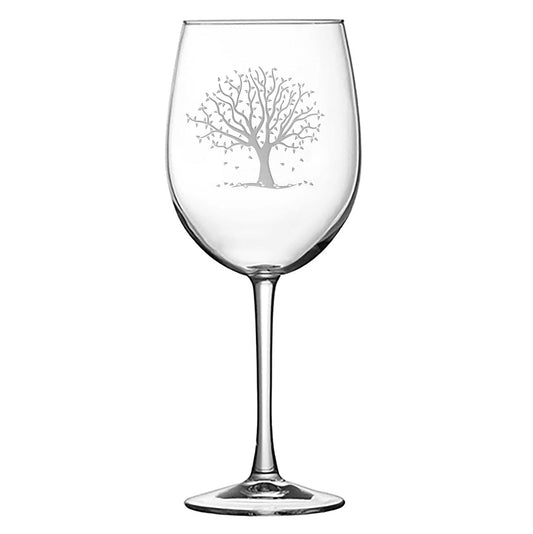 Premium Fall Season, Tulip Wine Glass, 16oz, Laser Etched or Hand Etched