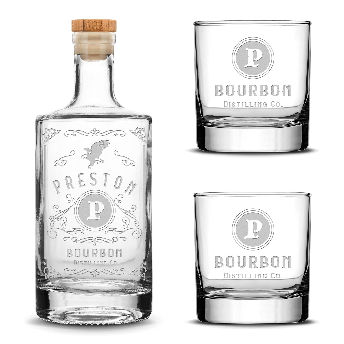 Customizable, Premium Jersey Style Liquor Bottle and (Set of 2) Hand Etched Gifts, Sand Carved, 750ml, Laser Etched or Hand Etched