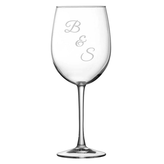 Integrity Bottles, Initials, Stemmed Wine Glasses, Handmade, Handblown, Hand Etched Gifts, Sand Carved, 16oz, Laser Etched or Hand Etched