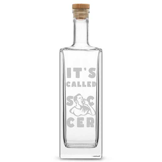 Premium Liberty Liquor Bottle - It's Called Soccer, 750ml, Laser Etched or Hand Etched