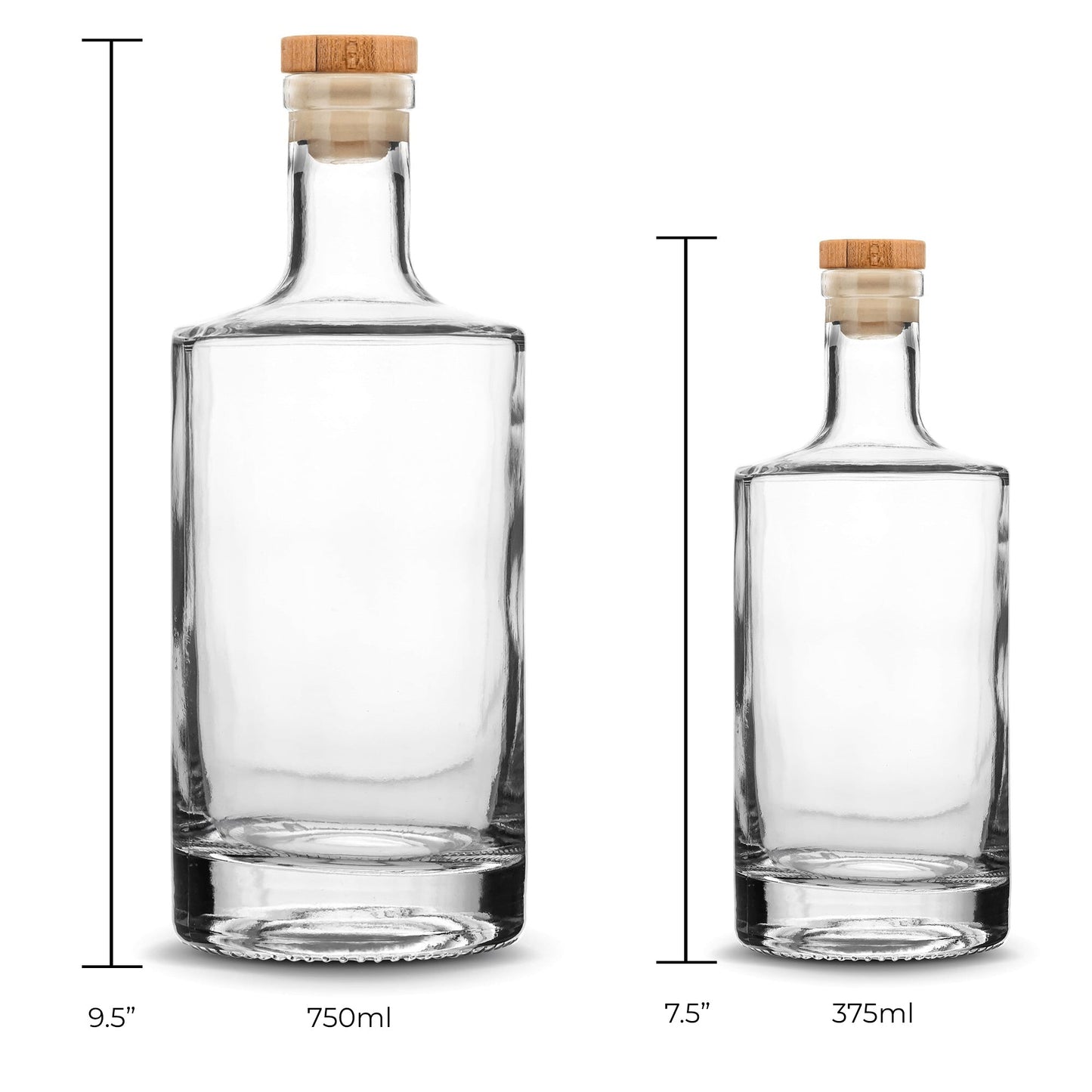 Premium Bottle, Small Jersey 375 mL Whiskey Decanter Cork Stopper, 2nd Amendment Flag, Laser Etched or Hand Etched