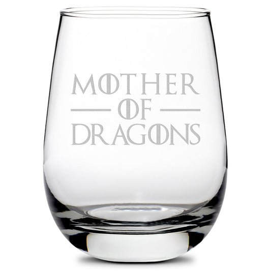 Premium Wine Glass, Game of Thrones, Mother of Dragons, 16oz, Laser Etched or Hand Etched