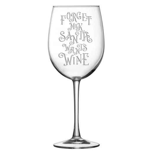 Premium Santa Wants Wine, Stemmed Tulip Wine Glass, 16oz, Laser Etched or Hand Etched