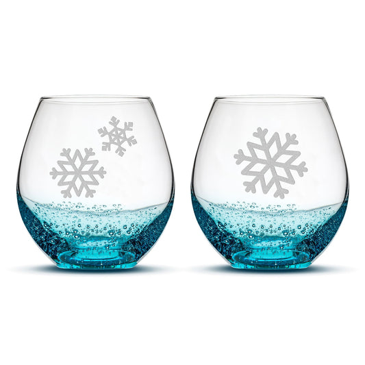 Bubble Wine Glasses, Snowflakes 2, Set of 2