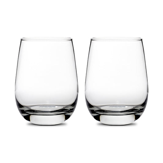 Customizable (Set of 2) Premium Stemless Wine Glasses, 16oz, Laser Etched or Hand Etched