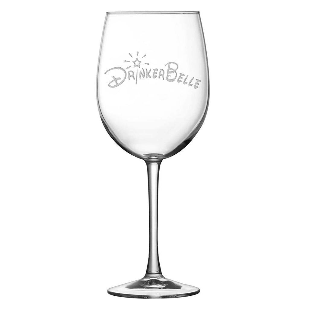 Stemmed Tulip Wine Glass, Drinkerbelle, 16oz, Laser Etched or Hand Etched