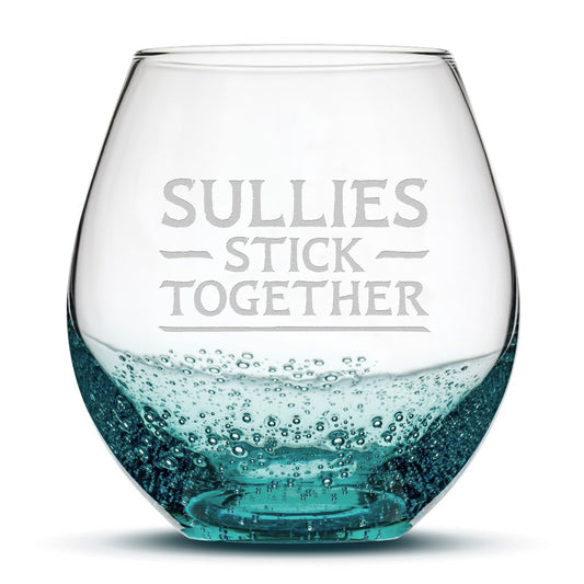 Bubble Wine Glass, Avatar Sullies Stick Together, Laser Etched or Hand Etched, 18oz
