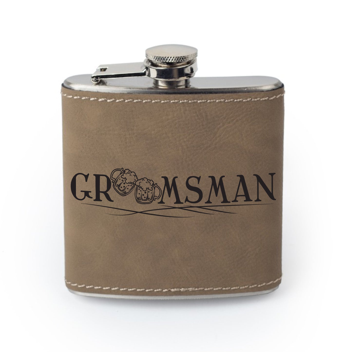 Copy of Integrity Bottles, Wedding Groomsman, Premium Leather Saddle Flask, Laser Engraved Gifts, 6oz