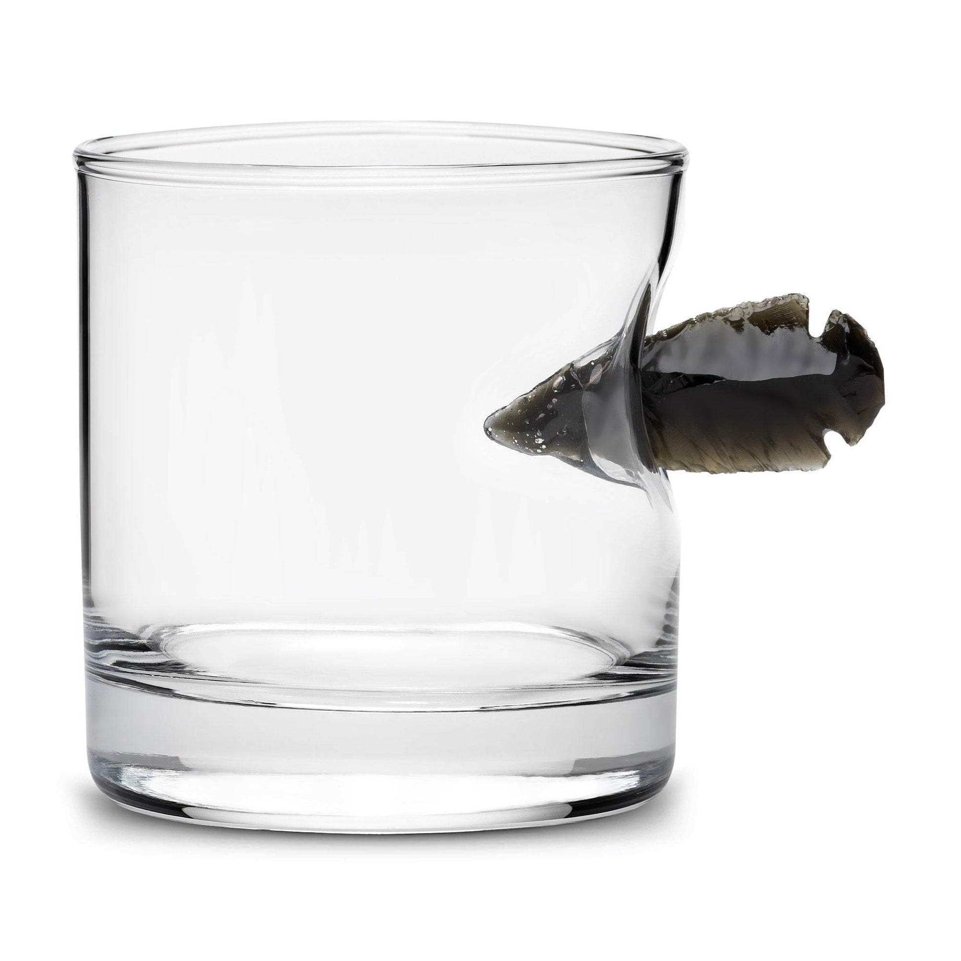 Custom Etched Obsidian Arrowhead Whiskey Glass Integrity Bottles