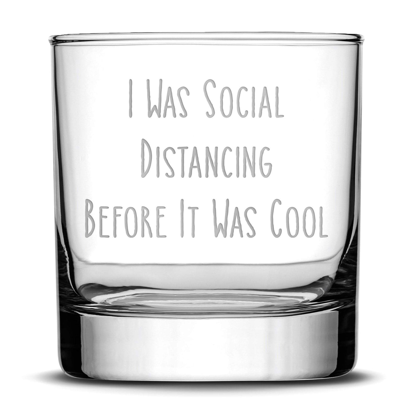 Premium Coronavirus Whiskey Glass, Etched Social Distancing Drinking Glasses, Made in USA, 11oz, Laser Etched or Hand Etched