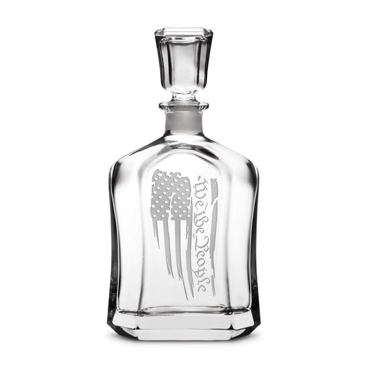We The People Flag Refillable Capital Decanter, 750mL, Laser Etched or Hand Etched