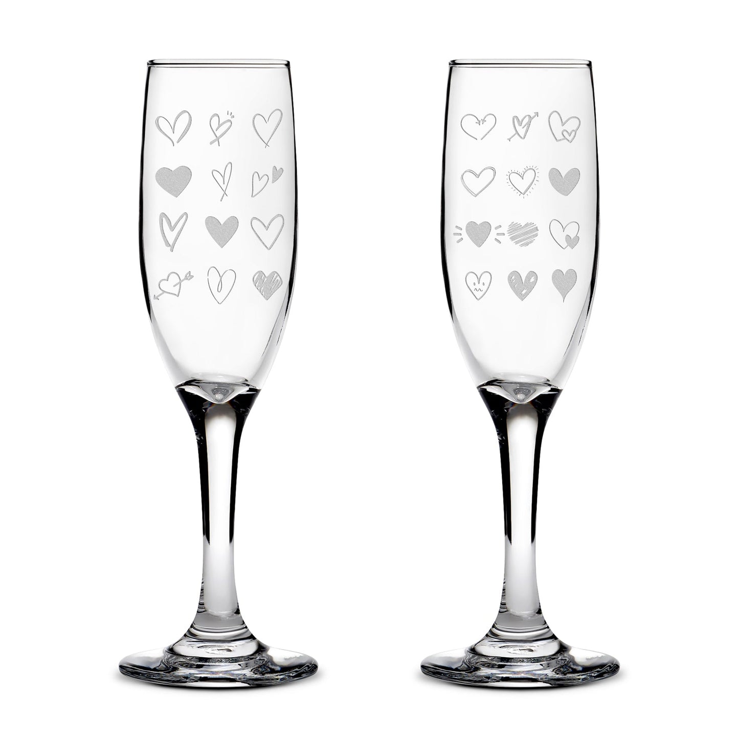 Premium Stemmed Champaign Flute, A Lot of Love, Set of 2, Laser Etched or Hand Etched