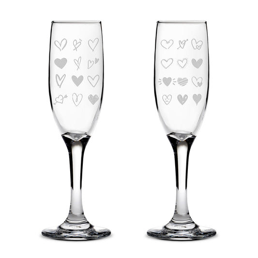 Premium Stemmed Champaign Flute, A Lot of Love, Set of 2, Laser Etched or Hand Etched
