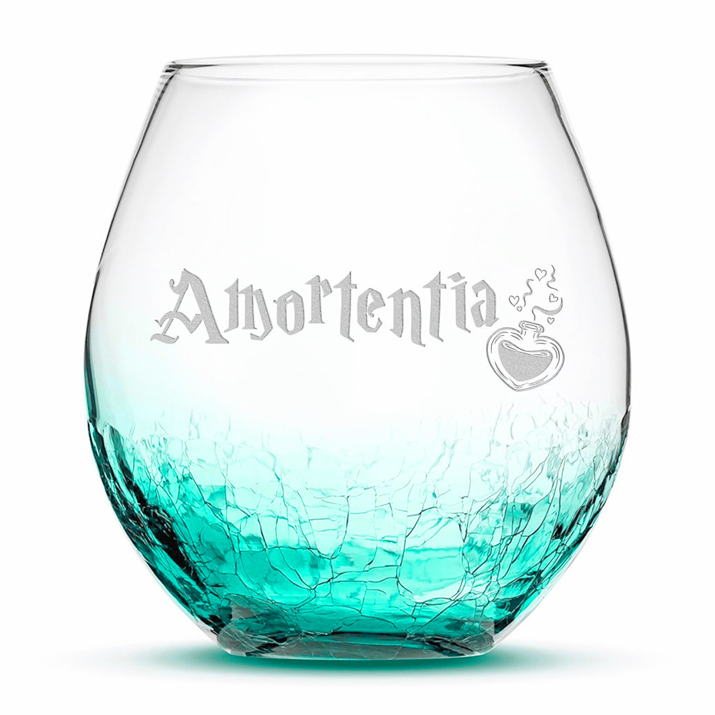 Crackle/Bubble Wine Glass, Amortentia, Laser Etched or Hand Etched, 18oz