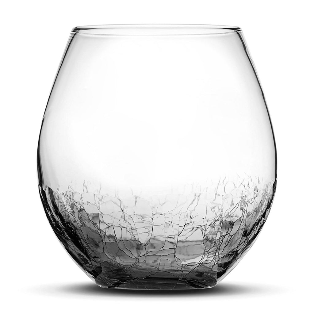 Crackle Smoke Wine Glass, 18oz