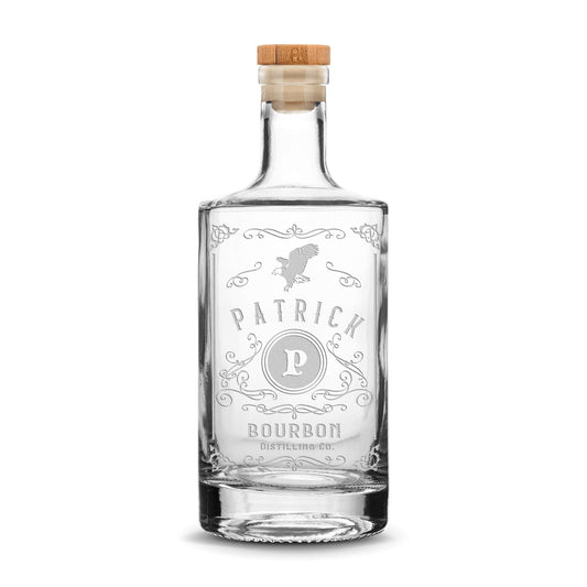 Customizable, Premium Refillable Jersey Style Liquor Bottle, Handmade, Handblown, Hand Etched Gifts, Sand Carved, 750ml, Laser Etched or Hand Etched