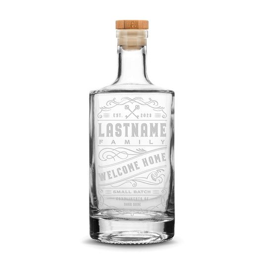 Customizable, Premium Refillable Jersey Style Liquor Bottle, Handmade, Handblown, Hand Etched Gifts, Sand Carved, 750ml, Laser Etched or Hand Etched