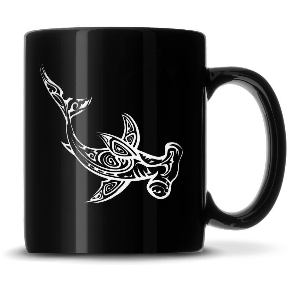 Black Coffee Mug with Tribal Sea Turtle, Deep Etched by Integrity Bottles
