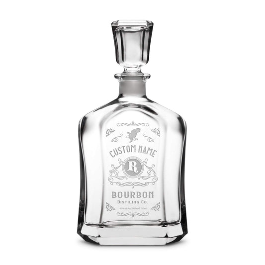 Integrity Bottles, Customizable Freedom Bourbon, Premium Refillable Capital Style Liquor Decanter, Handmade, Handblown, Hand Etched Gifts, Sand Carved, 750ml, Laser Etched or Hand Etched