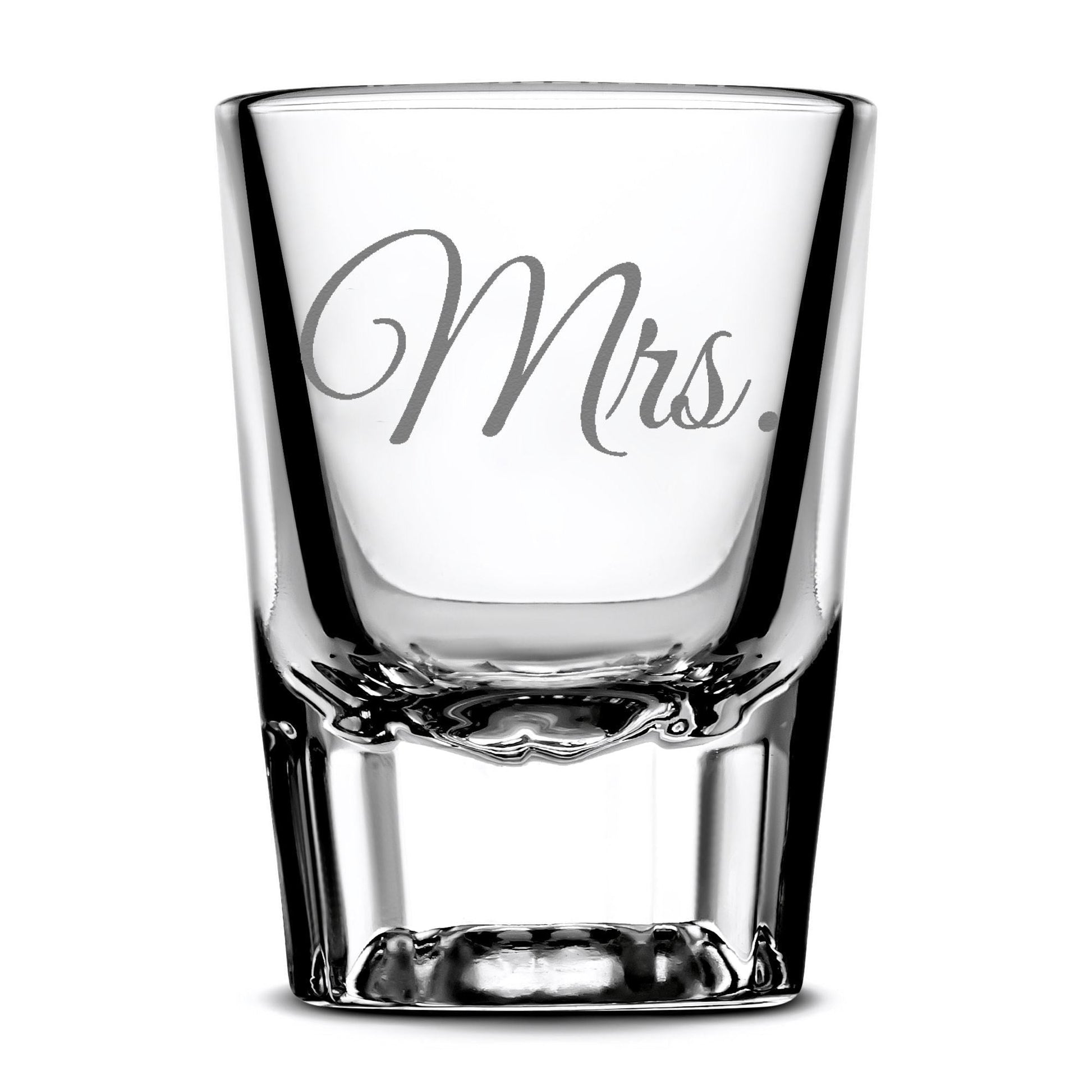 Premium Wedding Shot Glasses, Mr. and Mrs. Integrity Bottles